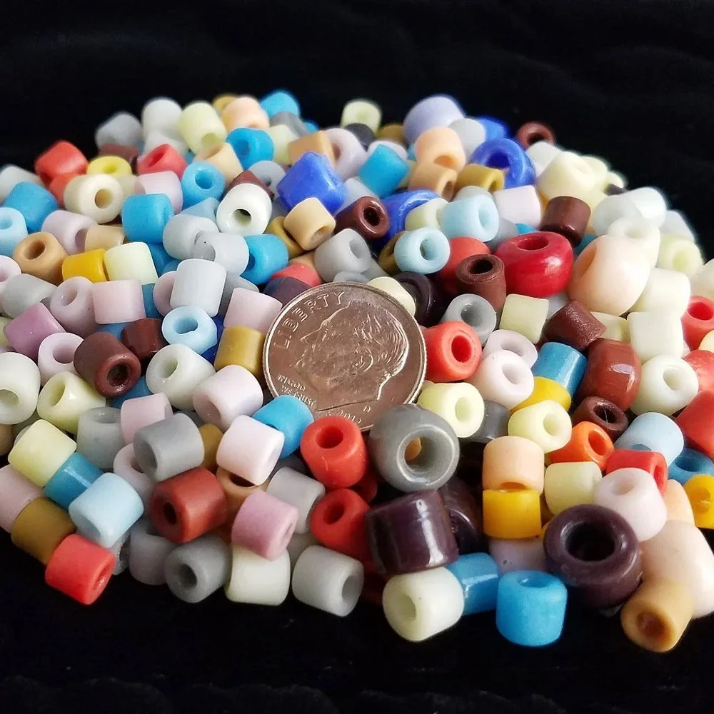 300+ Czech Glass BEADS vintage ASSORTED COLORS Mixed Pony 6 mm & Crow 9 mm